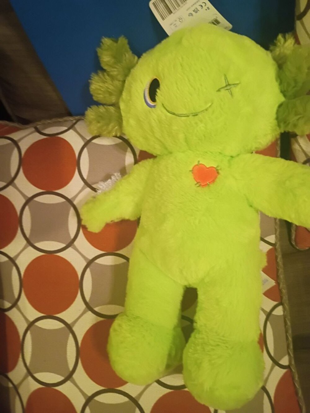 Build A Bear Zombie Axolotl Halloween Plush Lime Green Full Sized Stuffed Animal